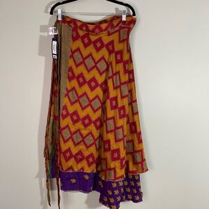NTW darn good sari wrap skirt size 14-32 length tea midi calf reversible